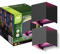 CALEX Applique LED Smart Outdoor, Up & Down, colori RGB & luce da fredda a calda, Dimmerabile, modulo LED integrato, impermeabile, controllo app & vocale, Nero, Confezione da 2