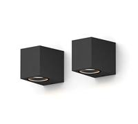 CALEX Applique Sanremo, per esterni & interni, attacco GU10, forma rettangolare, LED Downlight, impermeabile, senza lampadina, Nero, Confezione da 2