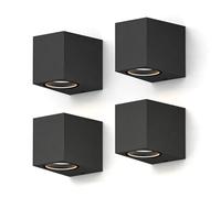 CALEX Applique Sanremo, per esterni & interni, attacco GU10, forma rettangolare, LED Downlight, impermeabile, senza lampadina, Nero, Confezione da 4