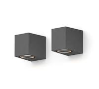 CALEX Applique Sanremo, per esterni & interni, attacco GU10, forma rettangolare, LED Downlight, impermeabile, senza lampadina, Antracite, Confezione da 2