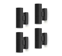 CALEX Applique Turin, per esterni & interni, 2x GU10, forma cilindrica, Up & Downlight, impermeabile, senza lampadina, Nero, 4-Pack
