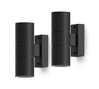 CALEX Applique Turin, per esterni & interni, 2x GU10, forma cilindrica, Up & Downlight, impermeabile, senza lampadina, Nero, 2-Pack