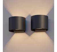 CALEX Applique Verona, per esterni & interni, luce calda Up & Down, fascio luminoso regolabile, impermeabile, Nero, Confezione da 2