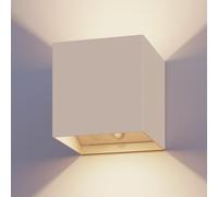 CALEX Applique Volterra, per esterni & interni, luce calda Up & Down, ricaricabile via USB-C, senza fili, con sensore di movimento, impermeabile, Sabbia