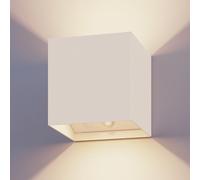 CALEX Applique Volterra, per esterni & interni, luce calda Up & Down, ricaricabile via USB-C, senza fili, con sensore di movimento, impermeabile, Bianco