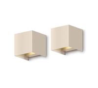 CALEX Bari Applique, Interno & Esterno, Luce Bianco Caldo Su & Giù, Fascio Regolabile, Impermeabile, Colore Sabbia, 2-Pack