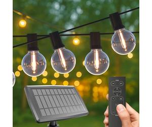 CALEX Catena Solaree Vista, 10 m, 20 lampade, luce calda, impermeabile, con telecomando