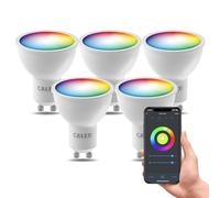 CALEX Faretto LED Smart GU10, Bianca Fredda a Calda, Confezione da 5 | Regola la temperatura di luce da fredda a calda, con controllo vocale tramite Alexa, Google Home o Siri