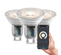 CALEX Faretto LED Smart, GU10, PAR16, luce da fredda a calda, Dimmerabile, controllo app Wi-Fi & vocale, Confezione da 3