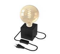 CALEX Lampada da tavolo quadrata, E27, Nero, con lampadina LED G125 Filamento