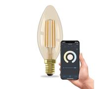 CALEX Lampadina LED Smart, E14, B35 Candela, Filamento Oro, luce calda, Dimmerabile, controllo app Wi-Fi & vocale
