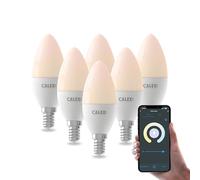 CALEX Lampadina LED Smart, E14, B35 Candela, luce calda, Dimmerabile, controllo app Wi-Fi & vocale, Confezione da 6