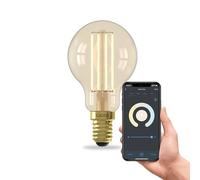 CALEX Lampadina LED Smart, E14, P45, Filamento Oro, luce calda, Dimmerabile, controllo app Wi-Fi & vocale
