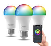 CALEX Lampadina LED Smart, E27, A60, colori RGB & luce da fredda a calda, Dimmerabile, controllo app Wi-Fi & vocale, Confezione da 3
