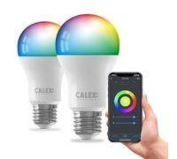 CALEX Set di 2 lampadine LED intelligenti A60 E27 RGB CCT WiFi, 806lm, 9,4 W, Alexa/Google/Siri, 16 m, colore bianco, 2200-4000 K, dimmerabile, musica, scenari, senza ponte, WiFi 2.4 GHz