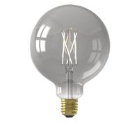 CALEX Lampadina LED Smart E27 G125, Filamento Titanio, WiFi App | Vetro tinto color titanio con filamento visibile, con controllo vocale tramite Alexa o Google Home
