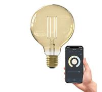 CALEX Lampadina LED Smart E27 G95, Filamento Oro, WiFi App | Un bagliore caldo e decorativo con filamento dorato visibile, con controllo vocale tramite Alexa o Google Home