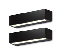 CALEX Modena Applique, Luce Verso il Basso, Interno & Esterno, LED Integrato, Luce Bianco Caldo, 26 cm, Impermeabile, Nero, 2-Pack