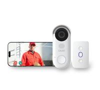 CALEX Smart Security Videocitofono, videoTelecamera 2K con controllo app, visione notturna, audio bidirezionale, rilevamento movimento, cloud & memoria SD, impermeabile, con campanello, Bianco