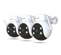 CALEX Telecamera di Sicurezza Intelligente, Telecamera PTZ da Esterno 2K con Rotazione 355° Pan, Visione Notturna, Audio Bidirezionale e Controllo tramite App, per Esterni, 3-pack