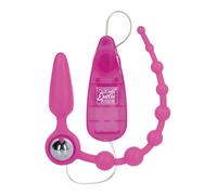 CalExotics Booty Call Double Dare Set Anal Plug Anale Vibrante Perline Silicone