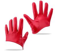 CALFOVERA 1 Paio di Guresistenza da Guida in Pelle PU A Mezza Palma Rossi per Donna alla Moda per Costumi Effetto Bagnato Morbidi Extra Corti in Similpelle per Ragazze per Feste di Halloween Cosplay