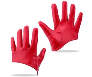 CALFOVERA 1 Paio di Guresistenza da Guida in Pelle PU A Mezza Palma Rossi per Donna alla Moda per Costumi Effetto Bagnato Morbidi Extra Corti in Similpelle per Ragazze per Feste di Halloween Cosplay