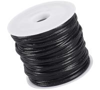CALFOVERA 1 Yard Flat PU Fold Over Leather String Cord Nero 2MM Doppio Lato Sottile Cinghia in Pelle Cordoncino Lacci Corda Intrecciare Filo per Creare Gioielli Braccialetti Collane Progetti Fai da