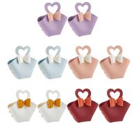 CALFOVERA 10 Set di 5 Sacchetti di Caramelle in Pelle PU Colorati Mini Scatole di Bomboniere in Pelle con Fiocco Borse Riutilizzabili per Confezioni Regalo Borsette per Dolcetti con Manico A Forma