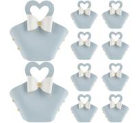 CALFOVERA 10 Set di Scatole per Dolcetti Riutilizzabili in Pelle PU con Fiocco Mini Sacchetti Regalo in Pelle con Manico A Forma di Cuore Scatole per Bomboniere Azzurre Borse per Caramelle Borsette