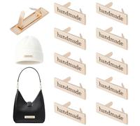 CALFOVERA 12 pz Etichette in Metallo Dorate Fatte A Mano Etichette all'Uncinetto Multiuso Segnali Stampati Fatti A Mano Etichette Rettangolari in Lega Segnali Articoli da Cucito Artigianato per Borse