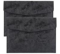 CALFOVERA 2 Pezzo Cartella Portadocumenti Sottile in Pelle PU Nera Formato A4, Impermeabile, con Chiusura A Scatto, per Ricevute, Contratti, Cancelleria e Tablet.