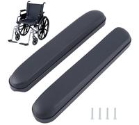 CALFOVERA 2 Pezzo Universale in Pelle PU per Braccioli per Sedia A Rotelle 35cm di Lunghezza Bracciolo Imbottito Morbido Ergonomico Nero Cuscino di Ricambio con Viti Sedia A Rotelle Scrivania Gir