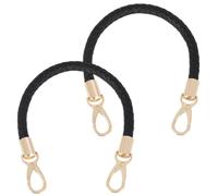 CALFOVERA 2 pz 16.3 Pollici Nero Manici per Borsa Corti Cinghie per Borsa Intrecciate in Pelle PU Manico per Borsa di Ricambio con Fibbie Dorate per Accessori Fai da Te per Borse da Ascella