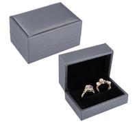 CALFOVERA 2 pz Piccolo Porta Anelli per Coppia Porta Anelli in Pelle PU Rettangolare Doppio Anello Custodia Gioielli Scatola Regalo Organizzatore per Uomo Donna Proposta Matrimonio Fidanzamento Ceri