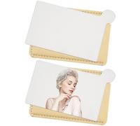 CALFOVERA 2 specchietto Tascabile Compatto per Borsa Piccolo Specchio da Viaggio Rettangolare Infrangibile in Acciaio Inossidabile con Custodia in Pelle PU per Uomo e Donna Viaggi All'Aperto e Campe