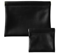 CALFOVERA 2 Taglie Borsa per Il Trucco In Pelle PU Nera per Viaggio Borsa Portatile con Chiusura A Scatto Mini Borsa per Cosmetici In Pelle Piccola con Tasca Superiore A Pressione Organizer Da