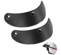 CALFOVERA 2 Visiera di Ricambio per Casco da Moto in Pelle PU Nera Universale 3 Bottoni Automatici Parasole Protezione Antivento 3/4 Visiere per Caschi da Moto Aperti Uomo e Donna