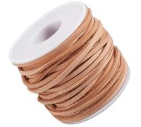 CALFOVERA 20 Yard 3MM Pelle Piatta Autentica Stringa di Cuoio per Artigianato Marrone Chiaro Vera Pelle Corda Sottile Cinghia Striscia Intrecciatura Filo per La Realizzazione di Gioielli Collane