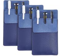 CALFOVERA 3 pz Custodia Protettiva Resistente in Pelle PU per Penne Portapenne Multiuso Organizer Resistente per Penne Puntatori Carte Appunti Zaini (Blu Notte)