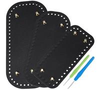 CALFOVERA 5 pz 1 pz Base Rettangolare per Rivetti In Pelle PU per Borsa All'Uncinetto 2 pz Fondo Ovale per Borsa con Fori 2 pz Uncinetti per Borsa Fai Da Te Borsa A Tracolla Borsa (Nero)