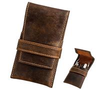 CALFOVERA Astuccio Vuoto per Kit Manicure in Vera Pelle, Organizer per Set di Cura Personale in Pelle Bovina, Piccolo Astuccio da Viaggio Tagliaunghie, Mini Borsa Strumenti di Cura Personale, Realizz