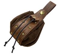 CALFOVERA Borsa Vintage Medievale In Pelle PU con Coulisse Portamonete Portatile Medievale Borsa Da Cintura con Rivetti per Uomini e Donne Costume LARP Ren Faire (Marrone Cocco)