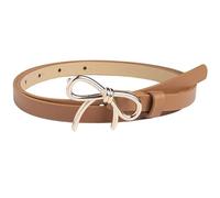 CALFOVERA Cintura in Pelle PU da 0.5 Pollice di Larghezza con Fibbia A Fiocco in Lega Dorata Cintura Sottile Regolabile Marrone Elegante Cintura in Pelle Sottile per Donne Abiti da Donna Jeans