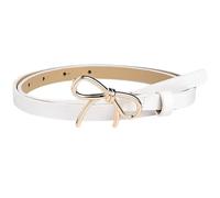 CALFOVERA Cintura Sottile in Pelle PU con Fiocco per Donna Regolabile Larghezza 0.5 Pollice Bianca con Fibbia A Fiocco in Lega Dorata Sottile Ed Elegante con Cinturino in Pelle per Abiti da Donna