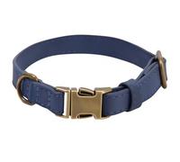 CALFOVERA Collare per Cani in Pelle PU da 26 a 36cm con Fibbia A Sgancio Rapido Resistente e Arrotolato Collare per Cuccioli Regolabile Antiruggine Collare Martingala per Animali Domestici(Blu S)