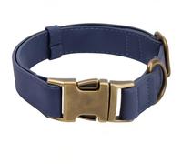 CALFOVERA Collare per Cani Resistente e Regolabile da 38 a 58cm con Fibbia A Sgancio Rapido in Pelle PU Resistente e Arrotolato Collare per Cuccioli Martingala Antiruggine per Cani di Piccola(Blu L)