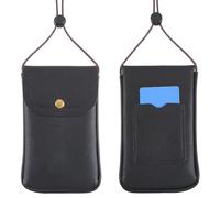 CALFOVERA Custodia da Collo per Cellulare in Pelle PU, Piccola Borsetta da Viaggio, Custodia A Libro per Cellulare, Porta Collana con Cinturino Regolabile e Scomparto Carte di Credito Donna e Signor
