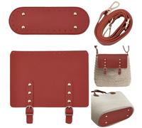 CALFOVERA Set Fai da Te per Borse A Maglia, Base Ovale in Pelle PU Lavorata all'Uncinetto, Tracolla Regolabile, Copri Patta, per Borsa Reviet, per Borsa, Zaino, Tracolla di Ricambio (Marrone Sella)