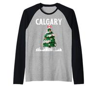 Calgary, Orizzonte, Inverno, Neve, Canada, Canadese, Natale, NYE Maglia con Maniche Raglan